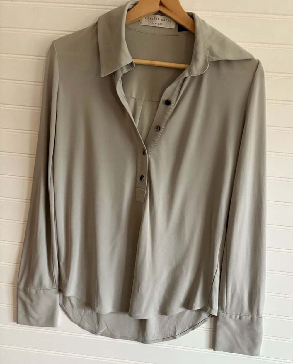Charles Nolan New York 100% Silk Button Down Shirt Size XS
